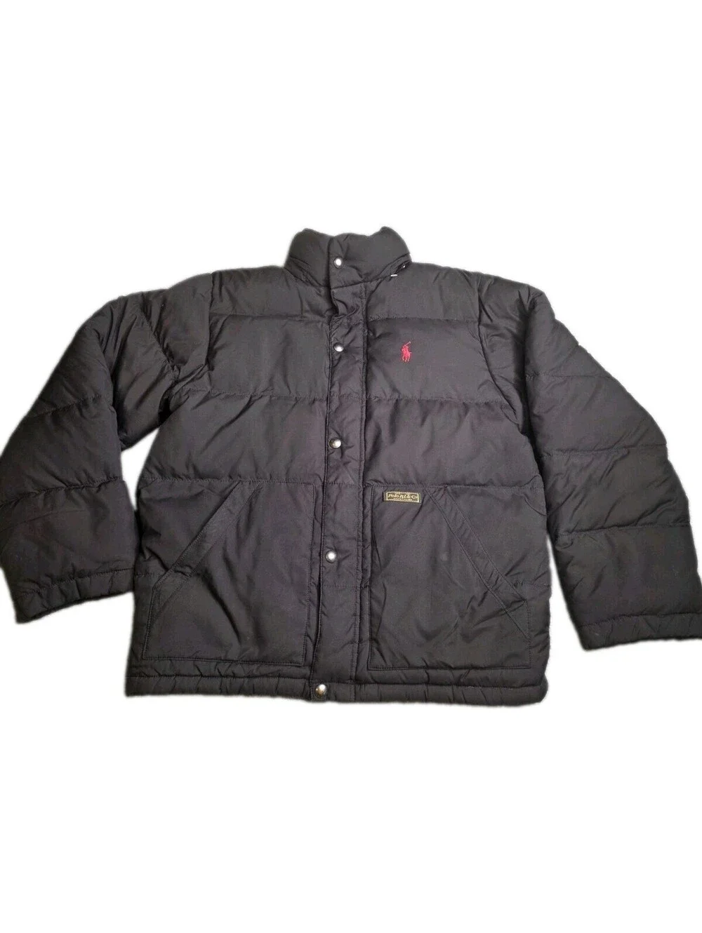 Polo Ralph Lauren Boys Black Down Puffer Jacket Coat Size Medium M 10-12 Kids